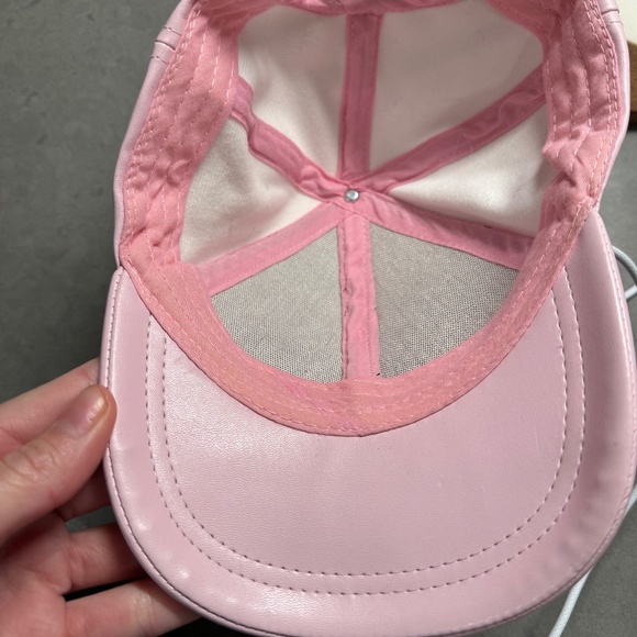 Pink Faux Leather Baseball Hat - Picture 6 of 6